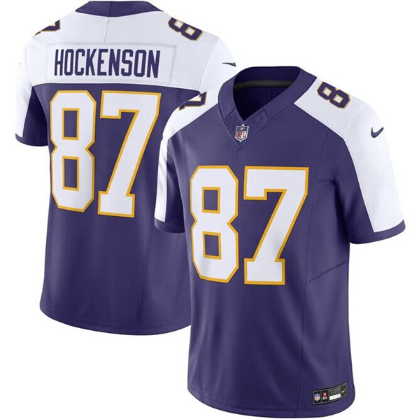 Men's Minnesota Vikings #87 T.J. Hockenson Purple 2023 F.U.S.E. Vapor Limited Stitched Jersey
